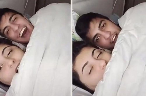Yataqdan canlı yayım açan cütlük: Normal şey edirdik, bizdən pis olanlar da var - FOTO