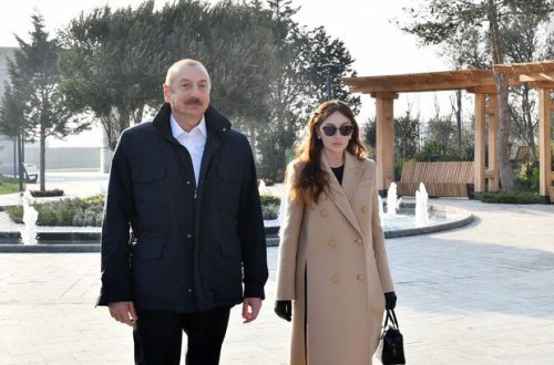 İlham Əliyev və Mehriban Əliyeva Xocavənd rayonunun Qırmızı Bazar qəsəbəsində olublar