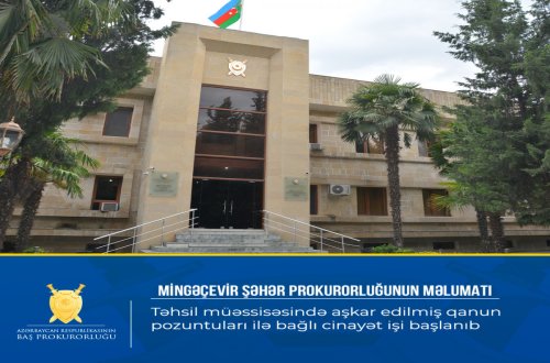 Mingəçevir məktəbində 19 min manatlıq mənimsəmə aşkarlanıb, cinayət işi başlanıb