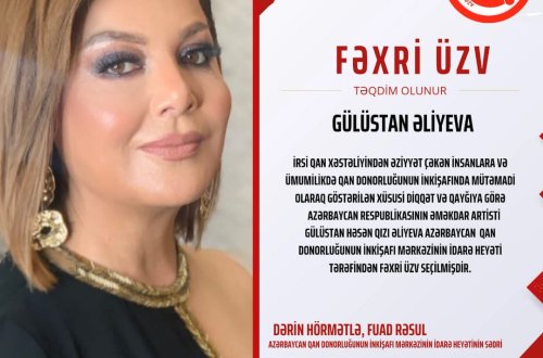 Əməkdar artist Gülüstan Əliyeva Fəxri Üzv seçildi