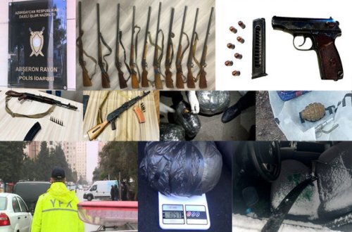 Abşeronda ƏMƏLİYYAT: Xeyli silah və narkotik aşkarlandı - FOTO