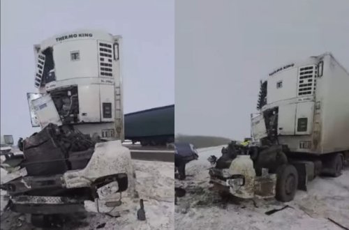 Rusiyada Azərbaycana məxsus olan TIR ağır qəzaya düşdü - VİDEO