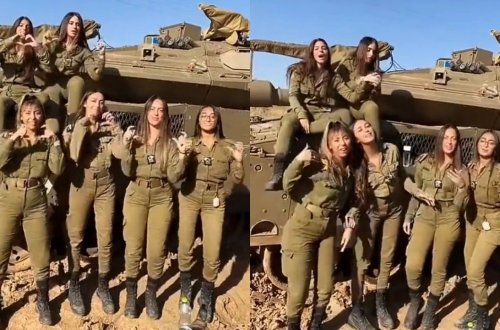 Qəzzada biabırçılıq - Qadın əsgərlər belə poza verdilər
