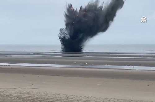 İkinci Dünya Müharibəsindən qalma bomba sahildə partladıldı