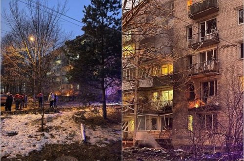 Sankt-Peterburqda yaşayış binalarına dronla hücum nəticəsində partlayış baş verib - FOTO/VİDEO