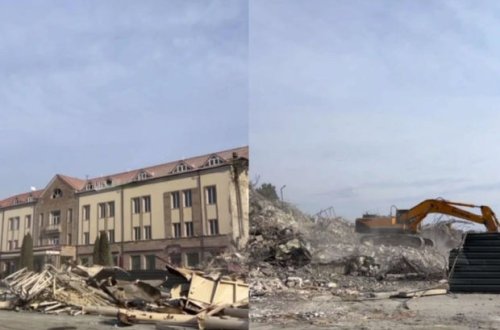 Xankəndidə separatçılara məxsus daha bir qanunsuz tikili sökülür - VİDEO