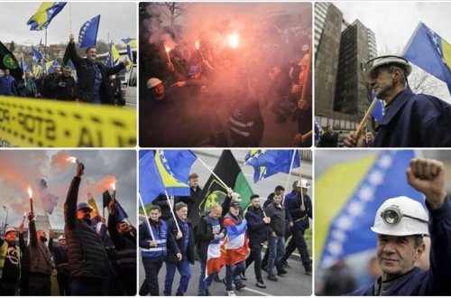 Bosniya və Herseqovinada mədən işçiləri maaşlarının verilmədiyi üçün etiraz ediblər
