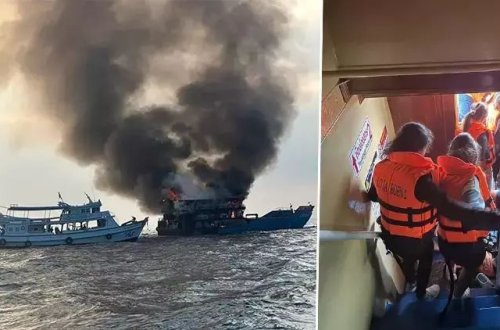 Tailandda bərə yanıb: 108 nəfəri son anda xilas etmək mümkün olub