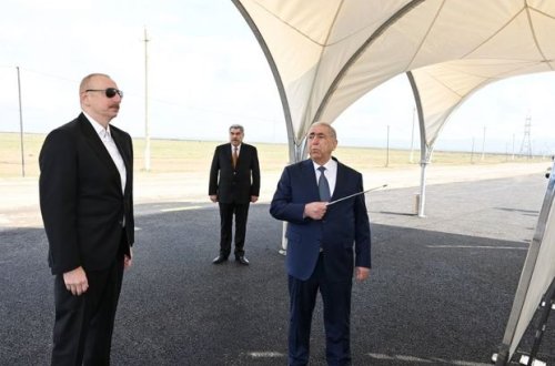 Prezident İlham Əliyev Hacıqabul rayonunda avtomobil yolunun açılışında iştirak edib - YENİLƏNİB + FOTO