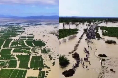 İranda hektarlarla əkin sahəsi sel sularının altında qaldı - VİDEO