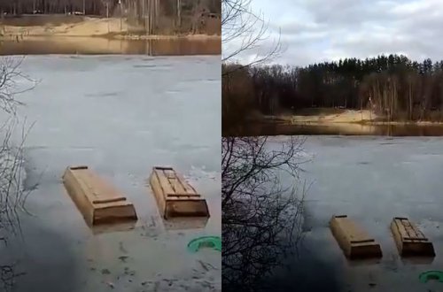 Rusiyada ürküdücü hadisə: Göldə üzən tabutlar - VİDEO