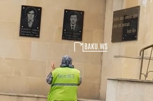 Bakıda təmizlik işçisinin bu görüntüsü gündəm oldu - VİDEO