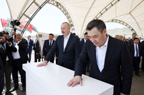 Azərbaycan və Qırğızıstan prezidentləri Ağdamda məktəbin təməlqoyma mərasimində - YENİLƏNİB + FOTO