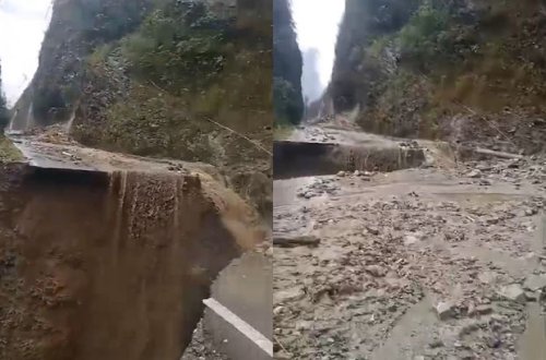 Hindistanı Çinlə birləşdirən yol tamamilə uçub - VİDEO