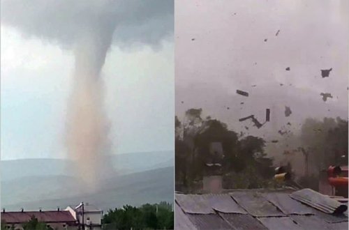 Erzurumda tornadonun evlərin damını uçurması görüntüləndi - FOTO/ANBAAN VİDEO
