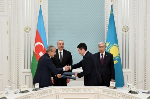 Astanada Azərbaycan ilə Qazaxıstan arasında imzalanmış Səhmdarlar Müqaviləsinin mübadiləsi mərasimi olub