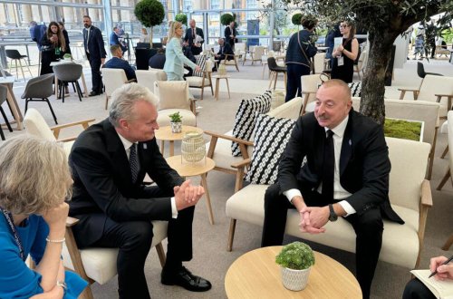 İlham Əliyev Litva Prezidenti Gitanas Nauseda ilə görüşüb - FOTO