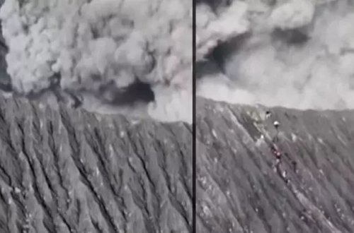 Alpinistlər dırmaşarkən vulkan püskürüb