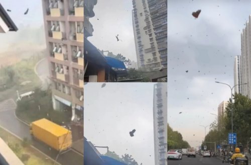 Çində güclü külək sakinlərin paltarlarını uçurdu: Minlərlə insan 