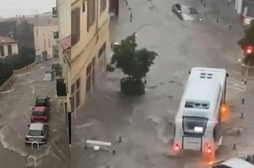 Fransada küçə və prospektlər su altında qalıb