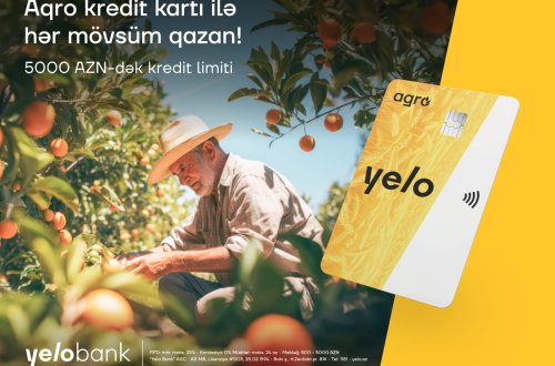 Yelo Bank-dan fermerlər üçün 12 ay güzəşt müddətli kredit kartı