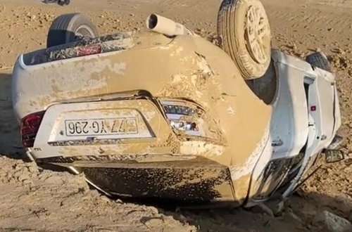 Novxanı yolunda maşın aşdı - VİDEO