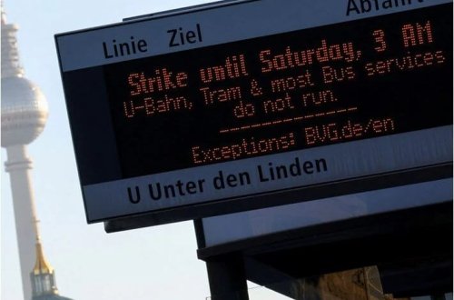 Berlində ictimai nəqliyyatda 48 saatlıq tətil başlayıb