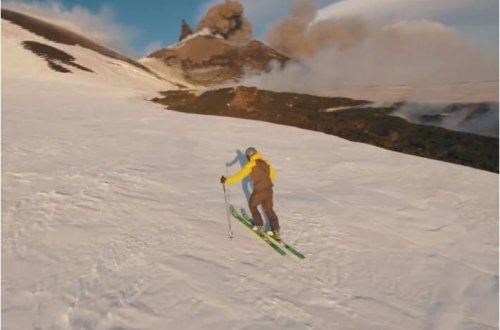 Etna dağı püskürdü: Lava arasında xizək sürdü