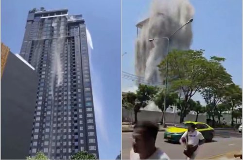 Banqkokda zəlzələ oldu - Bina çökdü