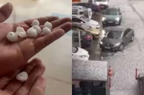 Ankaraya fındıq böyüklüyündə dolu yağdı