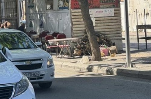 Nərimanov rayonunda kababxana səkini zəbt edib - VİDEO