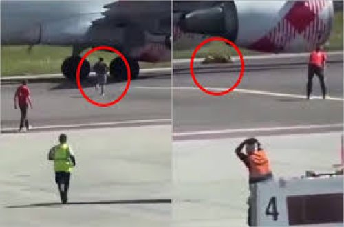 İtaliyada kişinin təyyarənin mühərrikinə düşərək ölməsinin görüntüləri yayıldı