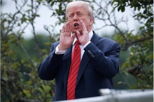 Tramp Ağ Evin damına çıxıb