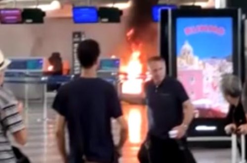 İtaliyanın hava limanında sərnişin yanğın törədib