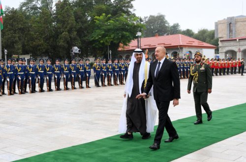 Birləşmiş Ərəb Əmirliklərinin Prezidentinin Şuşada rəsmi qarşılanma mərasimi olub - FOTO