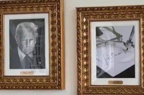 Tramp Ağ Evdə Baydenin şəklini qələmlə əvəzləyib