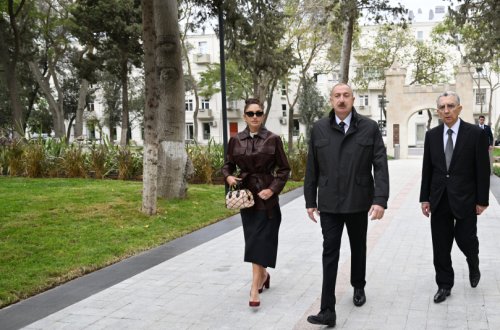 Prezident və xanımı Nərimanov rayonunda salınan yeni parkın açılışında iştirak ediblər - FOTOLAR