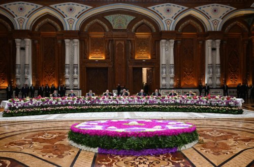 İlham Əliyev Düşənbədə MDB dövlət başçılarının şərəfinə təşkil olunan rəsmi qəbulda iştirak edib - FOTO