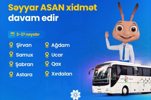 Səyyar ASAN xidmətin regionlarda fəaliyyəti davam edir