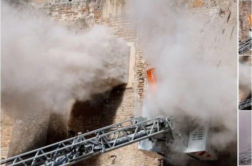 Romada tarixi qüllə uçdu: Dağıntılar altında qalan bir işçi öldü