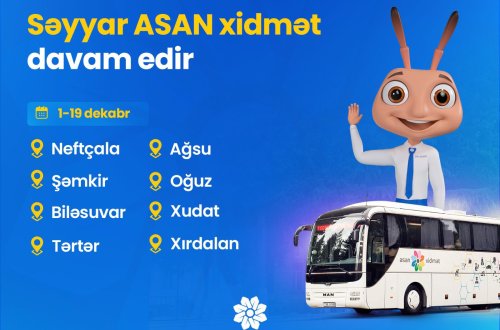 Səyyar ASAN xidmətin regionlarda fəaliyyəti davam edir