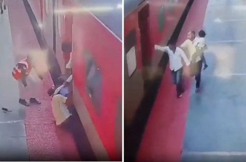 Ata və oğul qatarla platforma arasında sürünüblər