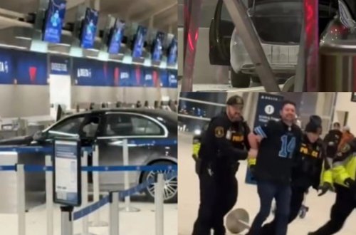 ABŞ-də avtomobil hava limanının girişinə çırpılıb: Yaralananlar var