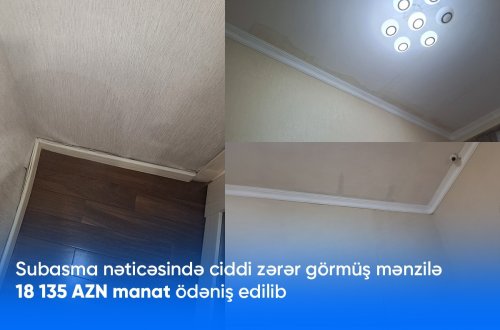Subasma nəticəsində 18 135 AZN zərərə uğramış mənzilin xərci qarşılanıb