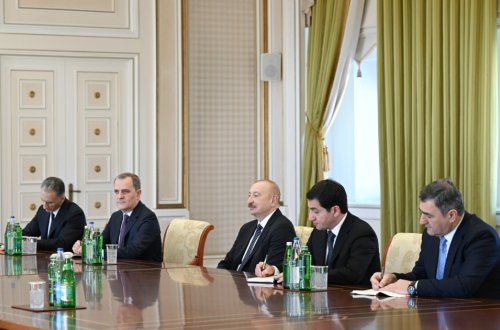 İlham Əliyev Qazaxıstanın xarici işlər və nəqliyyat nazirlərini qəbul etdi - FOTO