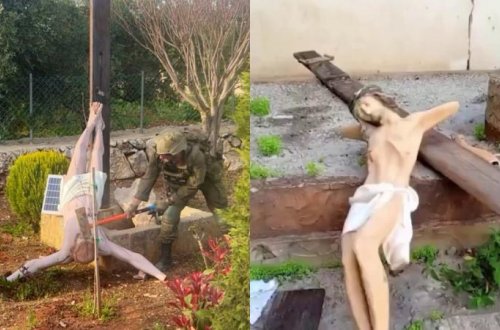 İsrail əsgərləri İsanın heykəlini sındırıblar