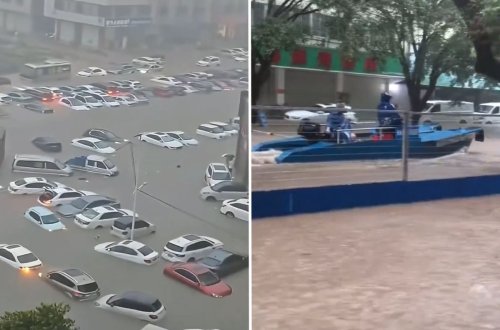 Çinin Qinzhou şəhəri tamamilə su altında qalıb