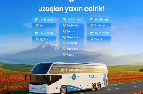 Mayda Səyyar ASAN xidmətin fəaliyyət göstərəcəyi ünvanlar
