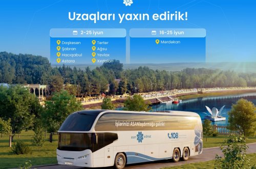 İyunda Səyyar ASAN xidmətin fəaliyyət göstərəcəyi ünvanlar