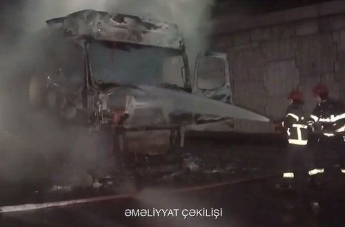 Paytaxtda 31 ton dizel daşıyan yük avtomobili alovlandı - (Video)